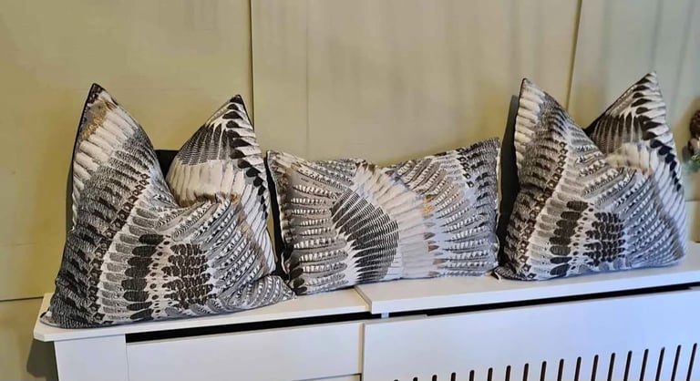 Stunning designer inspired suede cushions x 3 