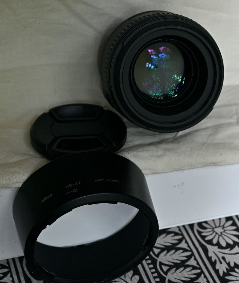 Nikon AF-S 50mm F1.4 G Autofocus Prime Lens Front & Rear Lens Cap & Nikon Hood