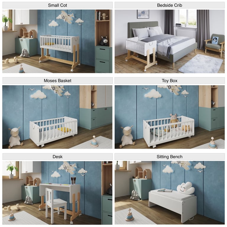 image for SmartCrib | Smart 6in1 Bedside Crib 90x40cm with  Quilted mattress