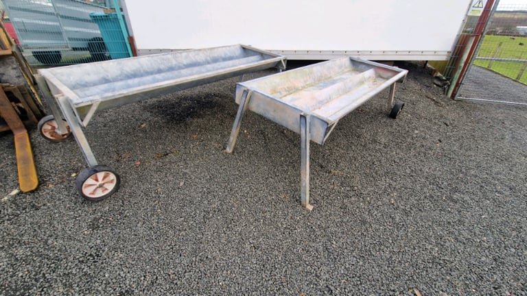 Choice of two 8ft galvanised double cattle feeding trough farm tractor