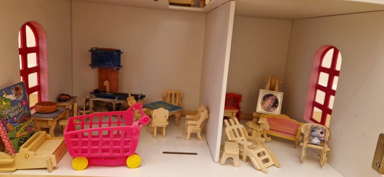 Lovely Wooden Dolls House with Furniture and Accessories