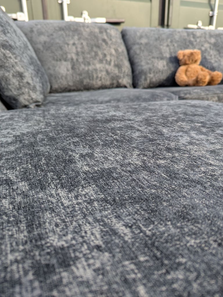 London U shape corner charcoal grey luxury chenille