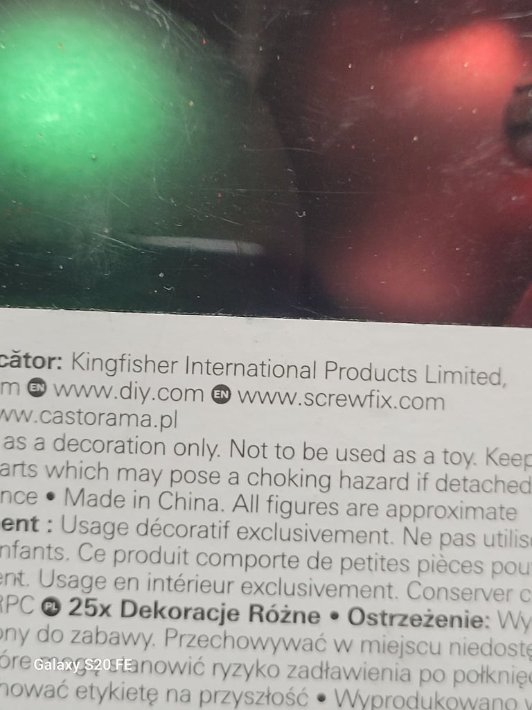 Kingfisher 25x Christmas Ornaments Set | Red, Green & White Baubles Decor