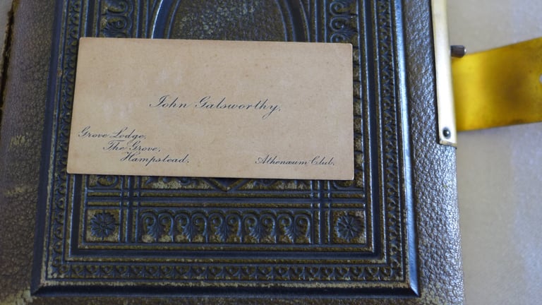 LEATHER BOUND ANTIQUE VICTORIAN PHOTO ALBUM. POSSIBLE JOHN GALSWORTHY CONNECTION