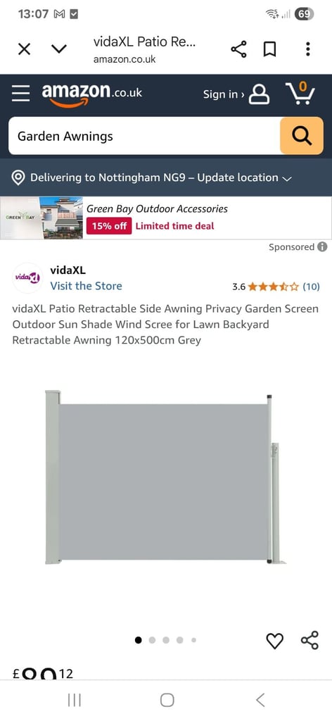Retractable side awning 