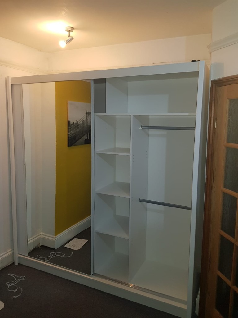 Luxurious Chicago 23 Door Sliding Mirror Wardrobe With ShelfsRails