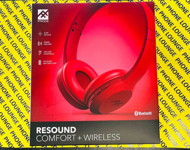 iFrogz Resound Wireless Bluetooth Headphones With Built in Microphone | Red