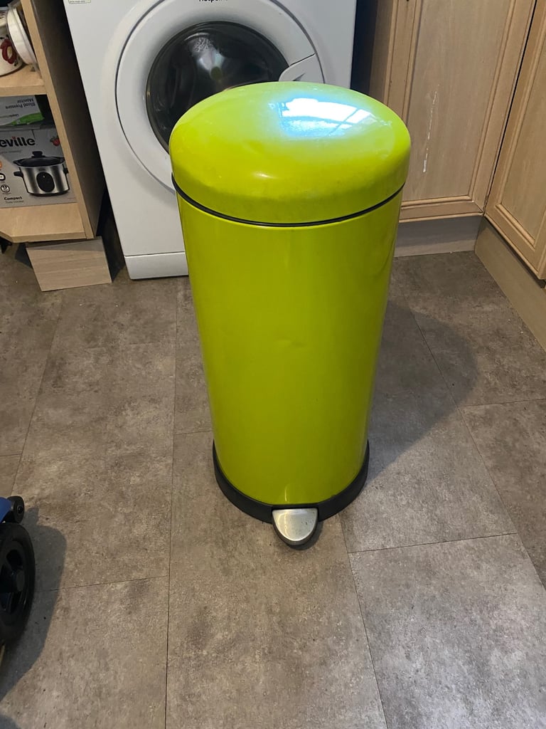 image for Large Lime green metal kitchen bin ( slight dents)