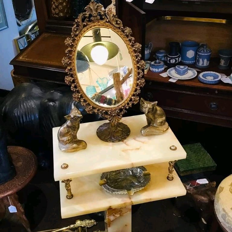 Vintage Onyx Telephone Table Plant Stand