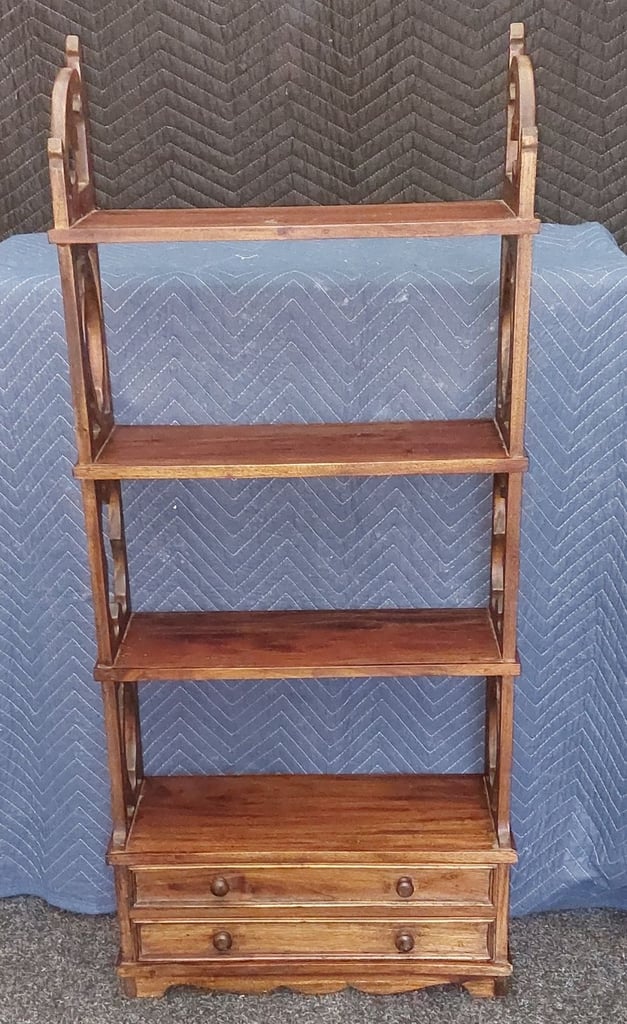 image for Retro solid oak shelving unit.