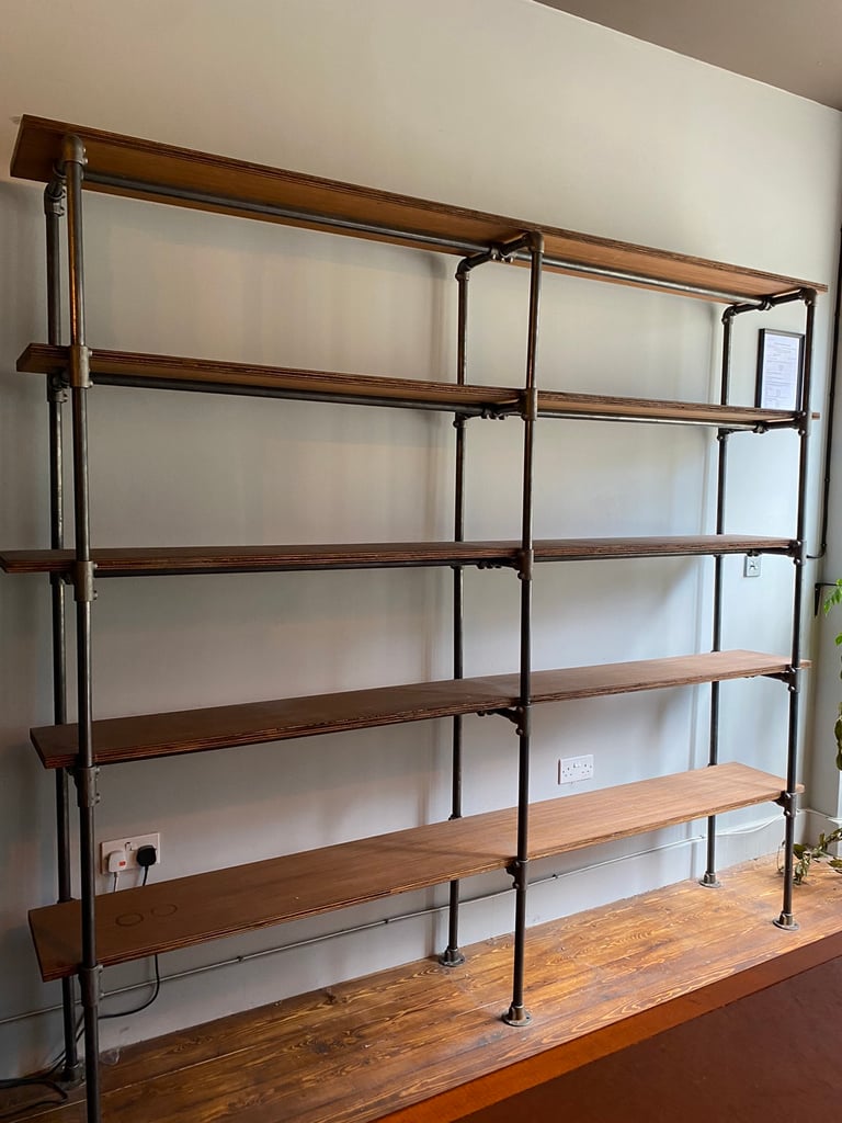 Industrial chic shelves.
