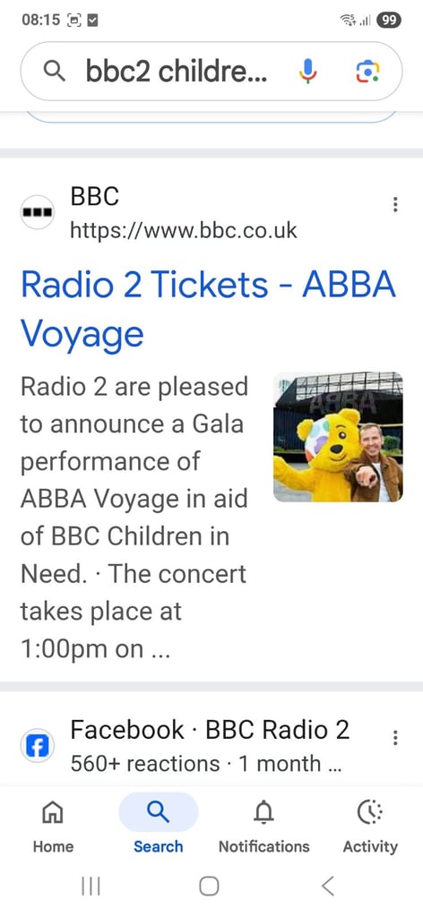 Abba voyager bbc children in need 