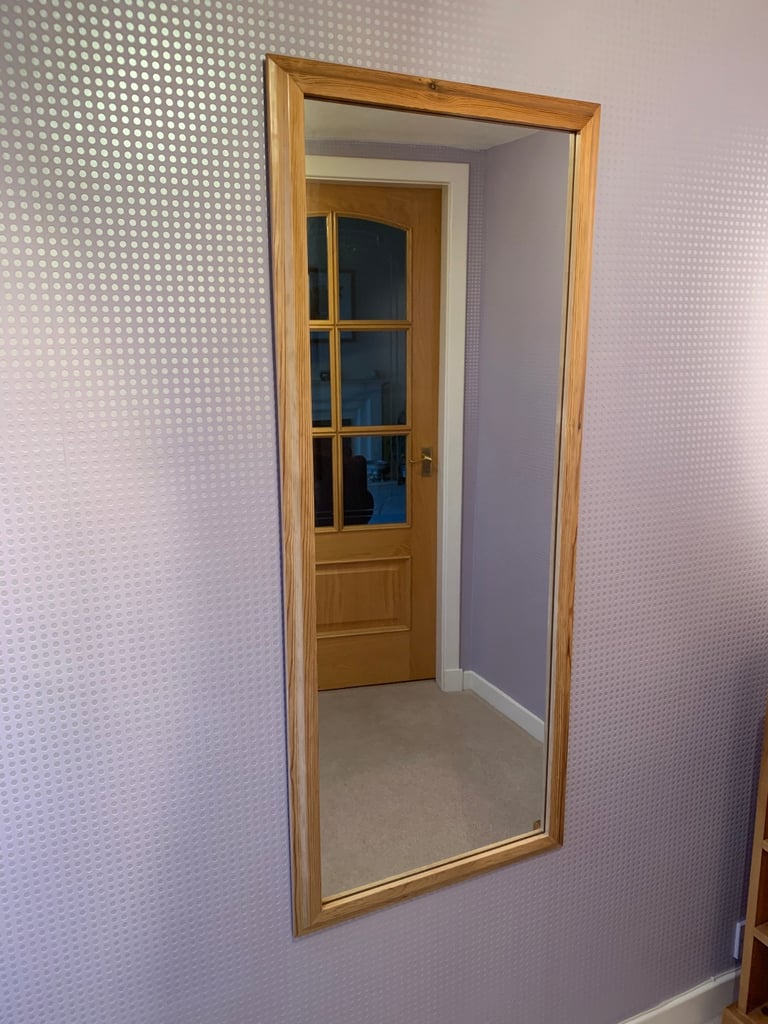 image for Large slim pine mirror 