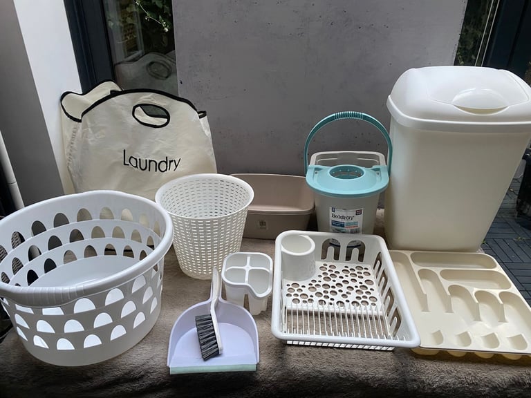 Kitchen Laundry items 50 litre bin mop bucket cutlery rack Household set all for £15