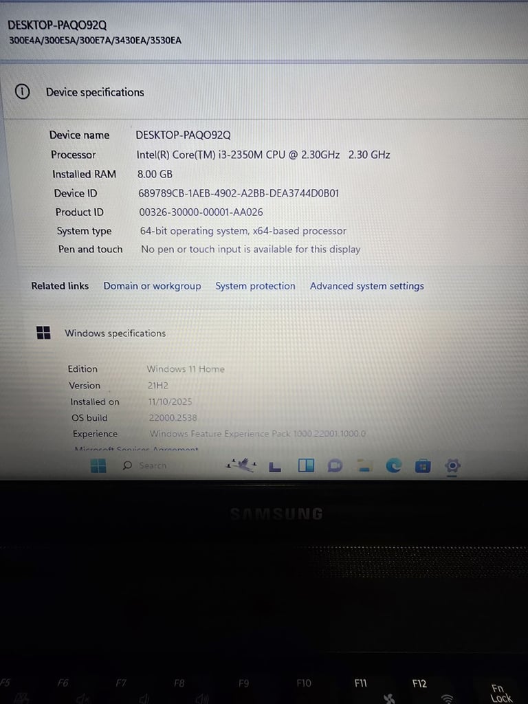Samsung laptop i3 8gb ram 500gb hdd windows 11 and office 