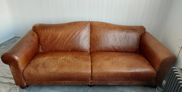 Large 4 Seater Classic Leather Sofa