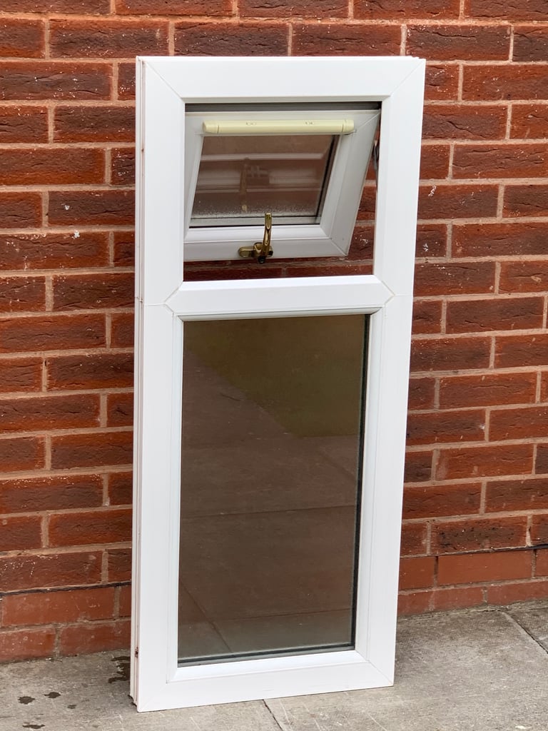 UPVC DOUBLE GLAZED BATHROOM WINDOW WITH TOP OPENER 48.5cm WIDE 113.5cm HIGH