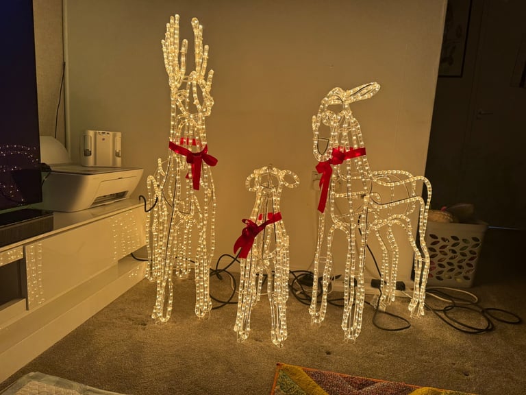 Rain deer x3 and snowman light 
