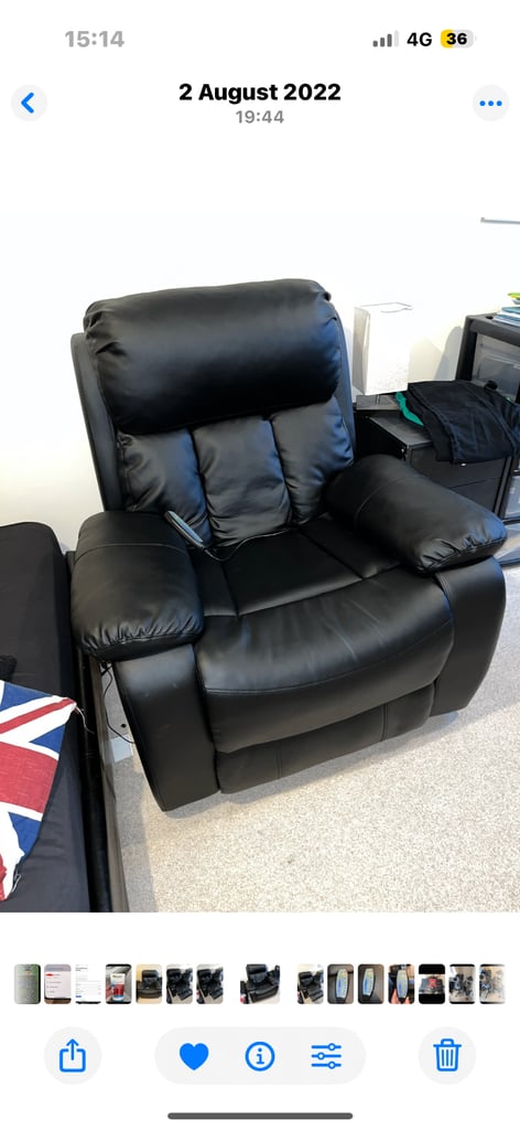Black Reclining Massage Chair With Heater And Remote . Hardly used. .