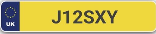 Personal private number plate J12SXY