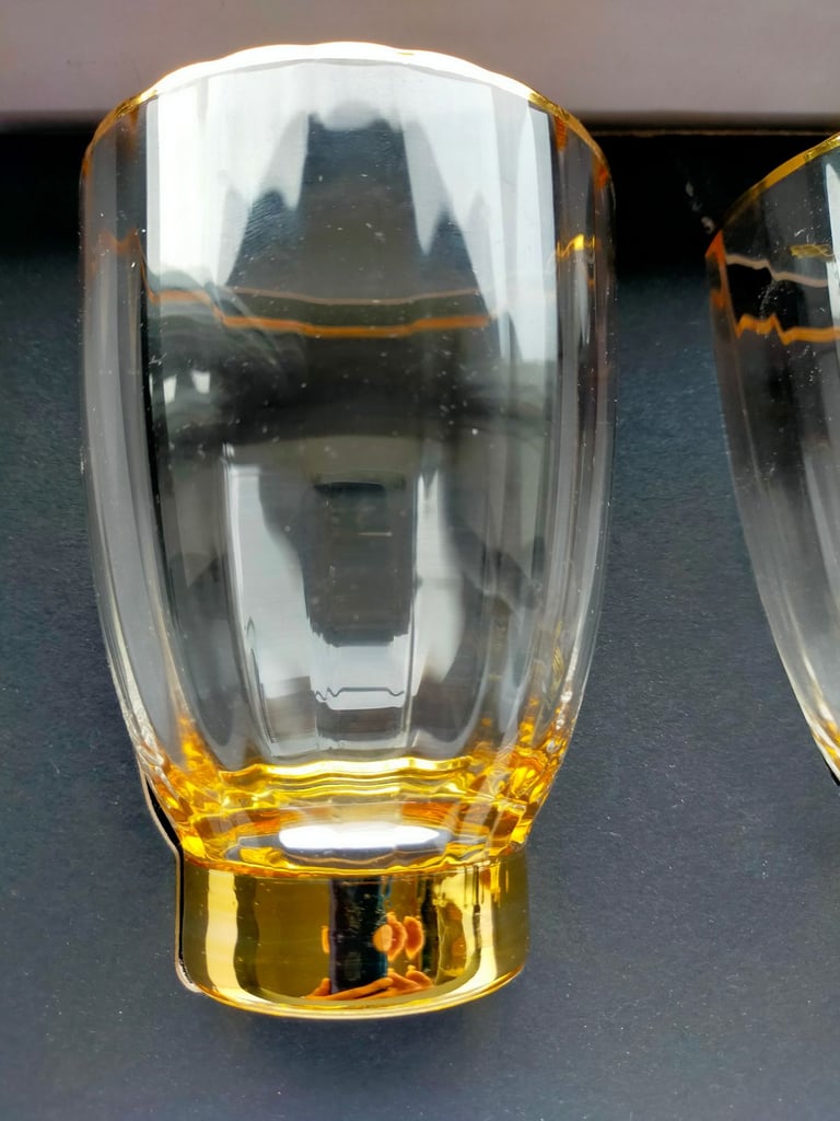 Set of 2 Tumblers. John Lewis. Gilded base and rim.