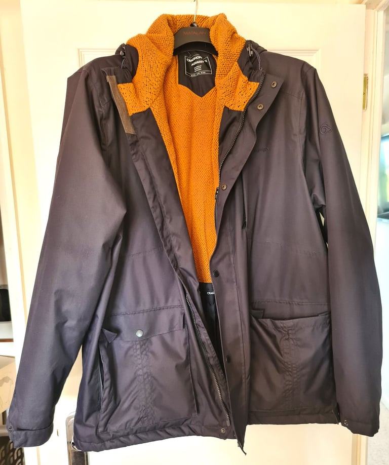 image for  Craghoppers AquaDry Men's Waterproof Windproof Fleece Lining Navy Long Hooded Parka Jacket XXL 