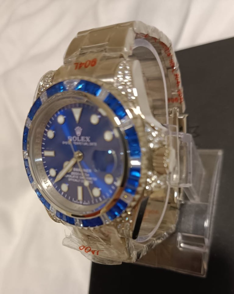 Men rollex watch blue sub class