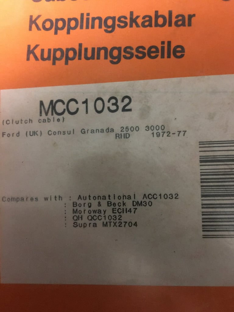 Mk1 consul Granada clutch cable 