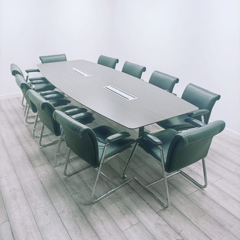 Executive Boardroom Table, Comms Boxes, Anthracite, W3000mm