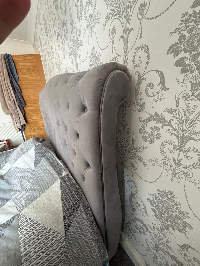 King Size Grey Sleigh Bed Frame