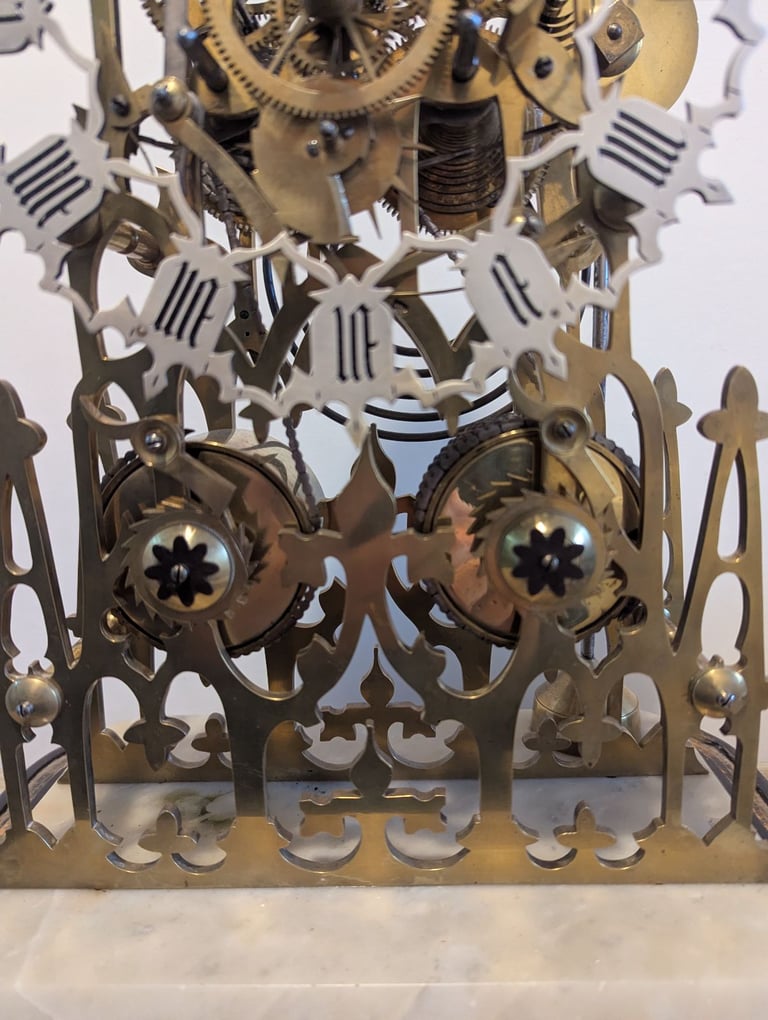 A Fine Large Victorian Twin Fusee Skeleton Clock c1870