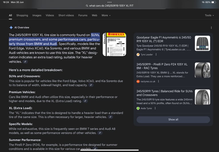 245/50R19 105 XL  CONTINENTAL TYRES SET OF FOUR
