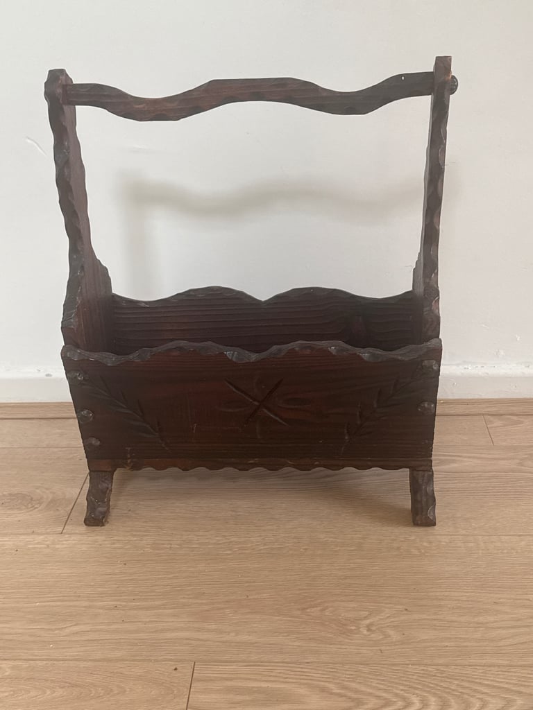 image for Carved Wood magazine stand