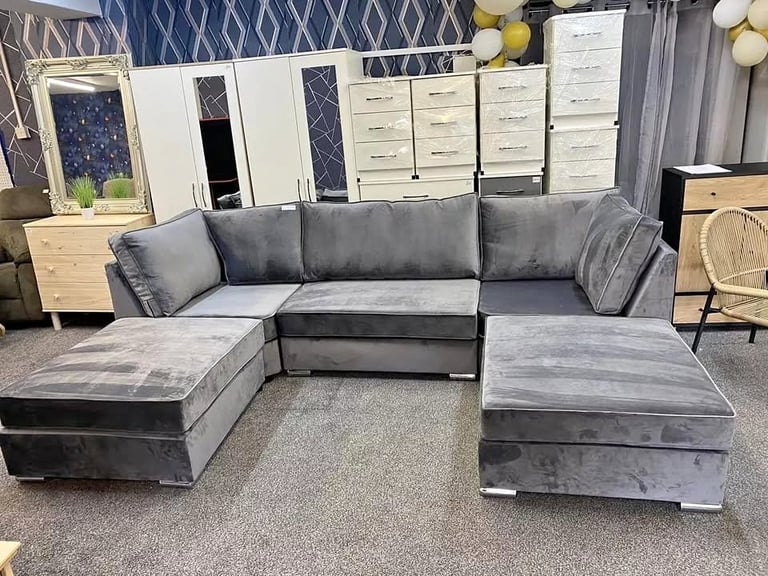 image for ]] Bishop 5 Seater Wide Seat Sectional - U Shape Sofa Cushions!! USHAPE COUCH ]]