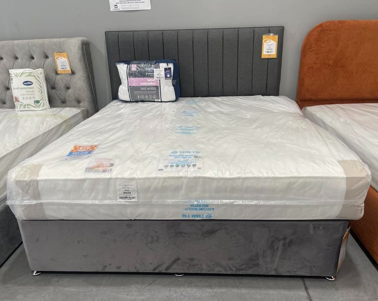 image for Stylish Double Divan Bed Base With Storage + Mattress ~20% Off Today --COD **