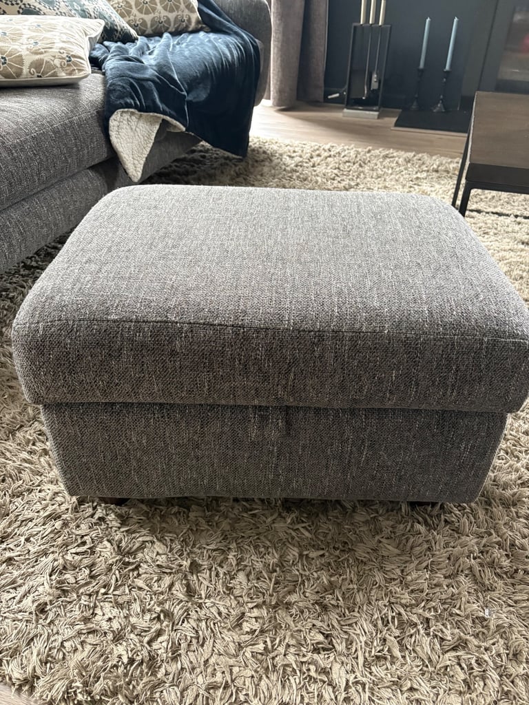 2 Four seater charcoal sofas and 2 foot stalls (DFS French connection) 