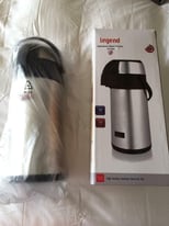 5L Catering Pump Action Airport Vacuum Flask Thermos Steel inside & out Hot & Cold drinks
