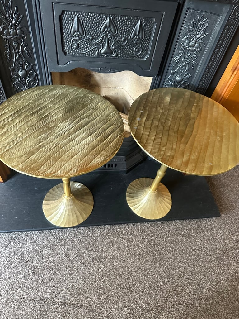 Melody Maison Round Gold Metal Side Table x2