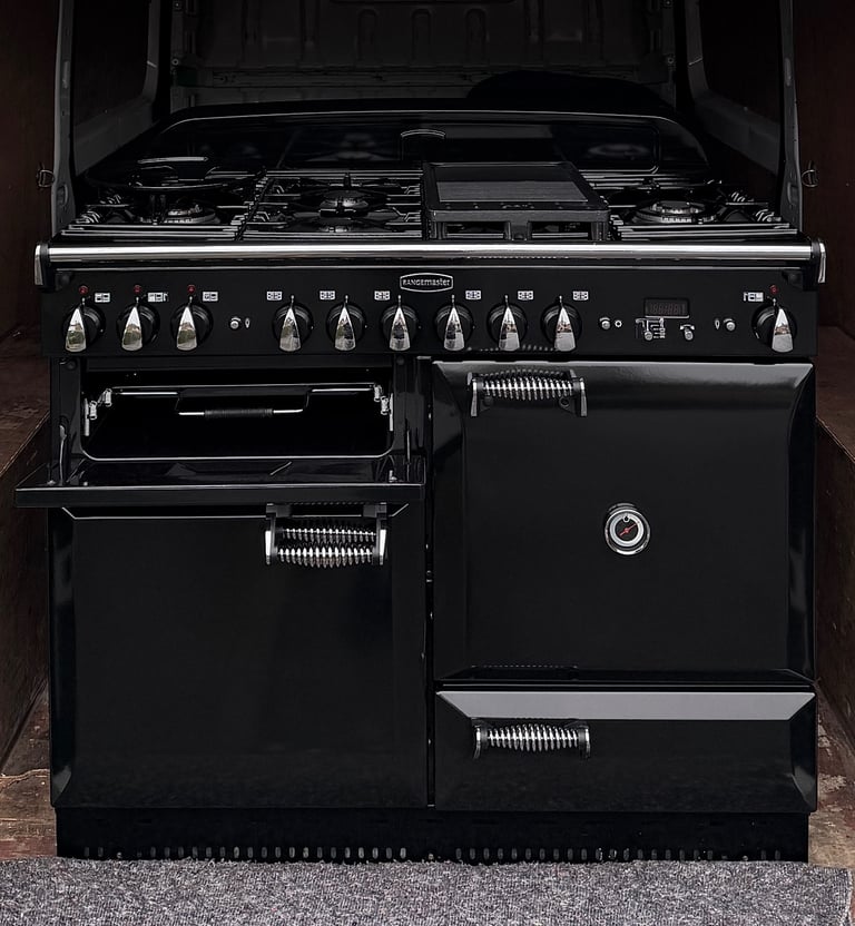 Rangemaster Elan Deluxe 110 Dual Fuel Range Cooker - Black