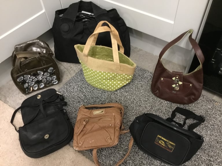 image for 7x Various Sized Colourful Selection of Shoulder, Handbags + Bum Bag