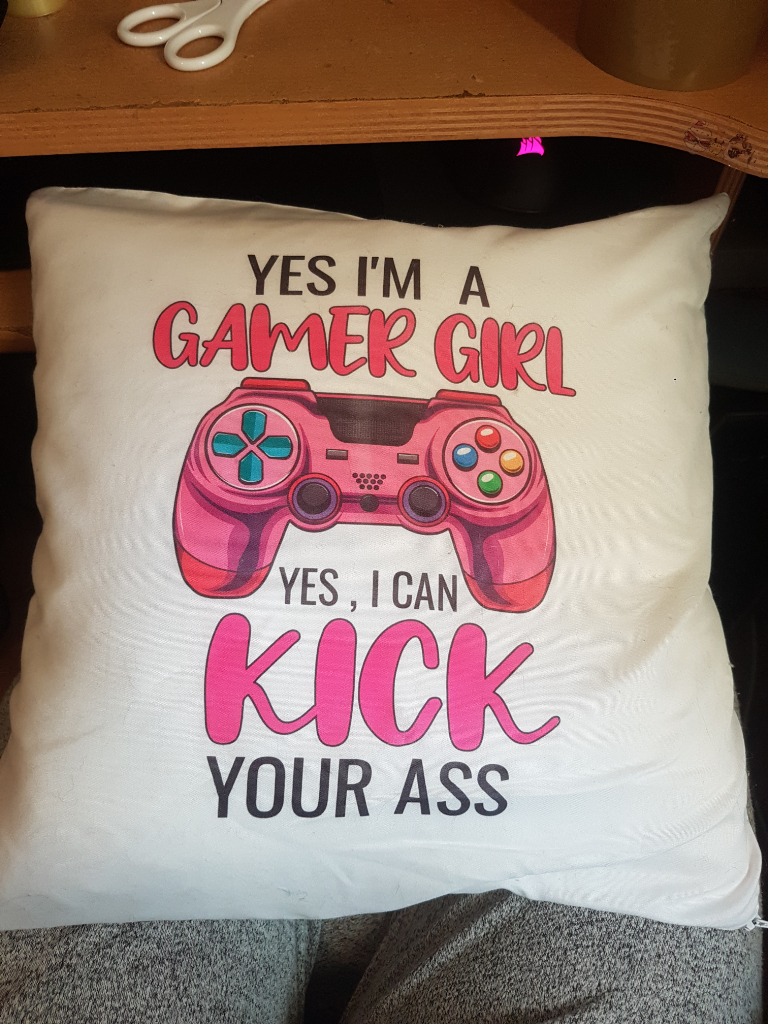 Gamer Girl Pillow Case and Pillow - Free for Collection