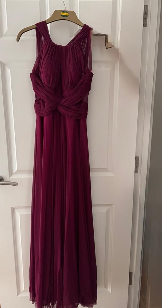 image for Burgundy Flowy Evening Gown.