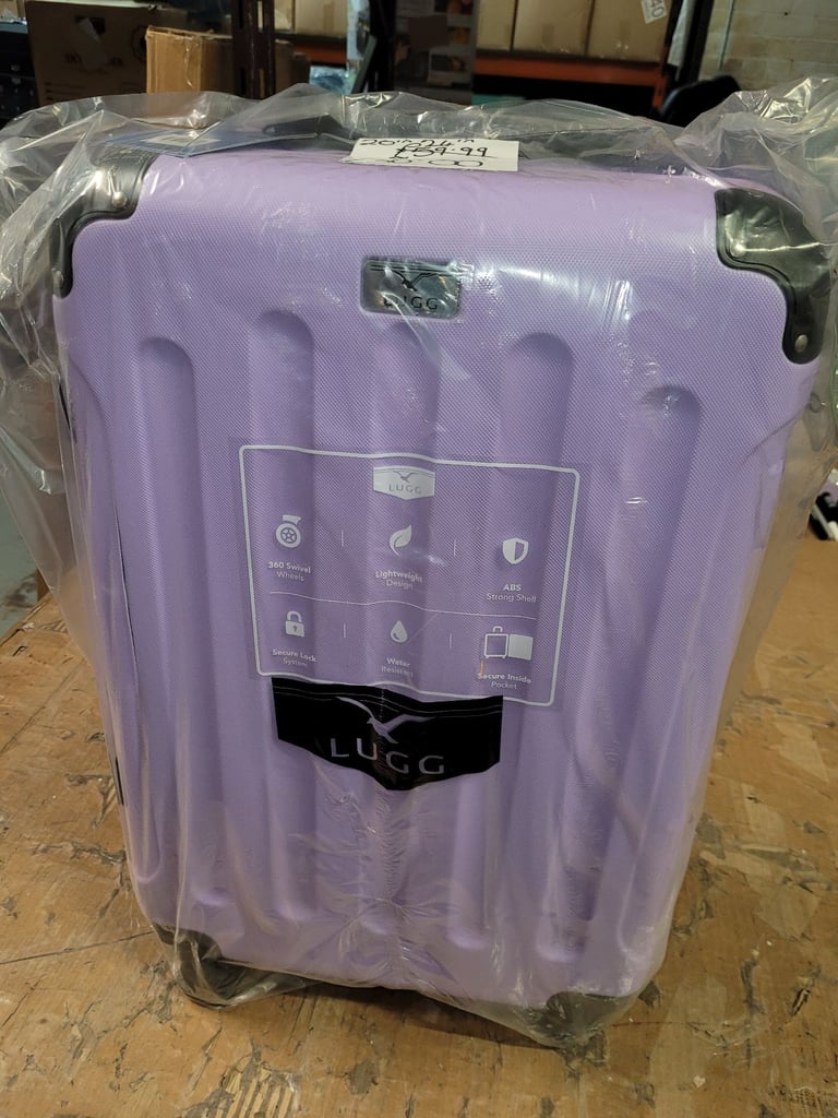 A new 2pc lavender hard shell Suitcase Set offers two sizes for 