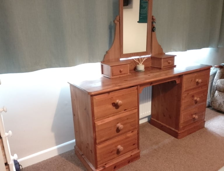 Solid Pine Dressing table with swivel mirror. 