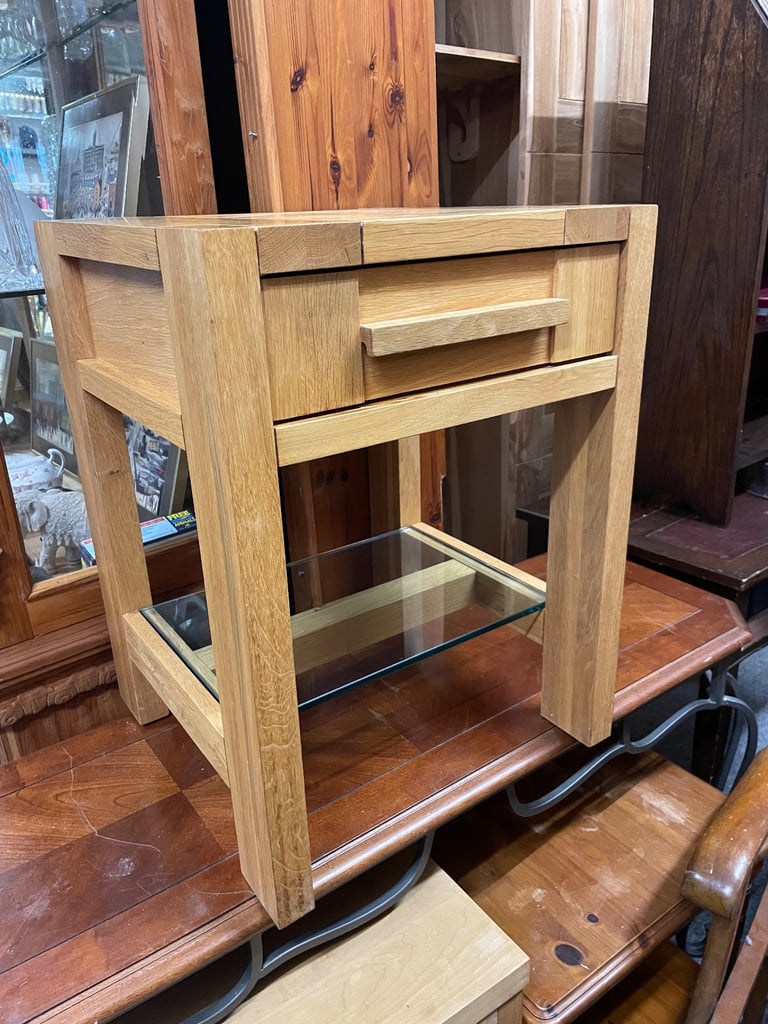 Solid wood, end or bedside table.