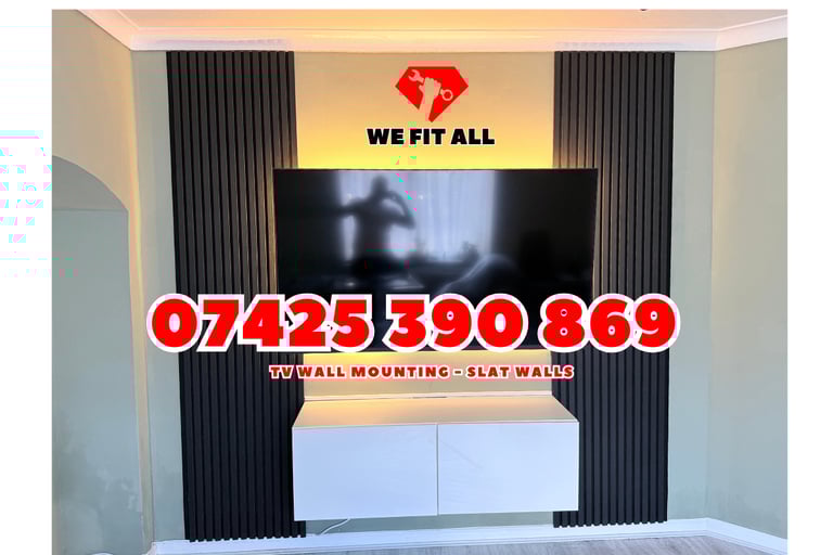 image for Slat Wall - Media Wall - TV Mounting - Handyman