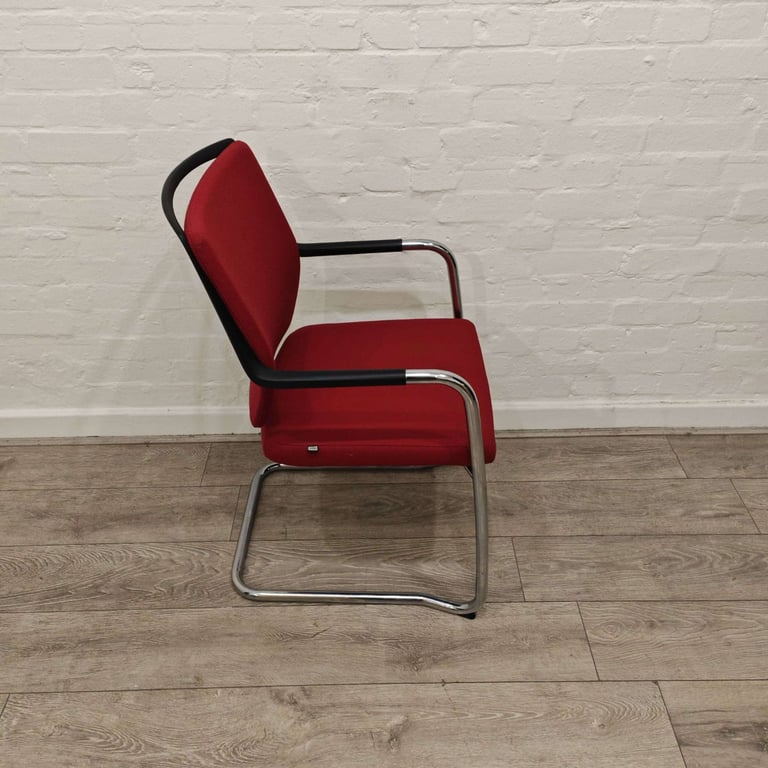 Sedus Conference Chair – Red Fabric – Chrome Cantilever Frame