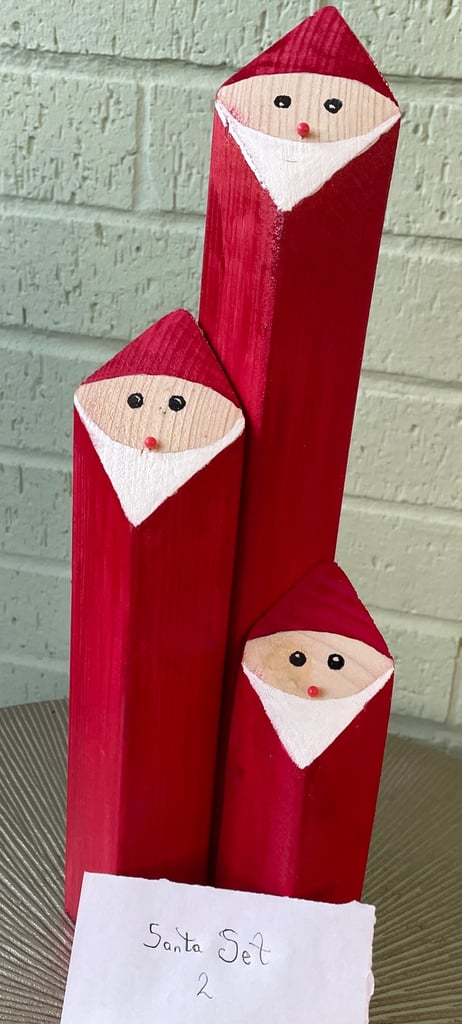 Set of 3 Home Made Christmas Santas Festive Decorations Xmas Present B