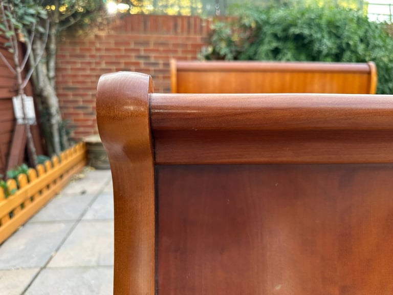 Wonderful French Exigence Couture NF Sleigh Cherrywood King Bed Frame – Good Condition 