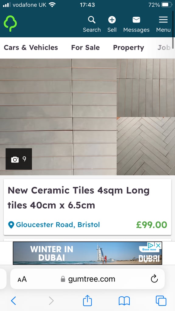 NEW ceramic tiles long blue/grey 40cmx6.5cm